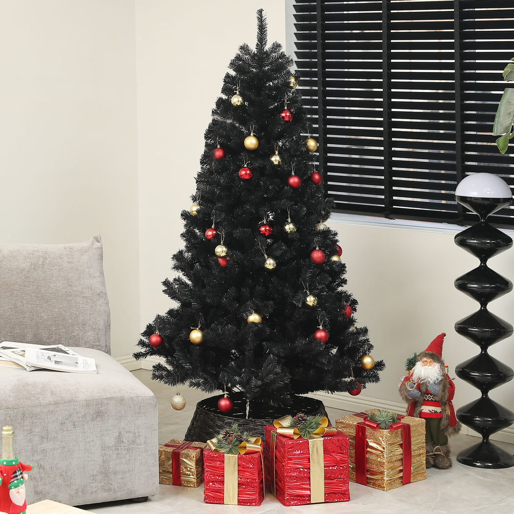 6ft Black Artificial Christmas Trees with Automatic Opening and Steel Base