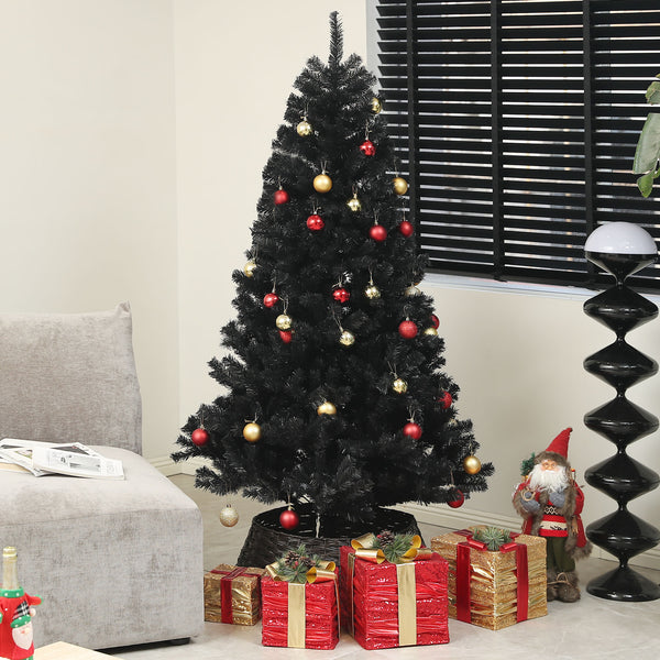 6ft Black Artificial Christmas Trees with Automatic Opening and Steel Base