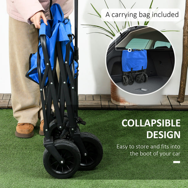 Folding garden cart with steel frame, dark blue