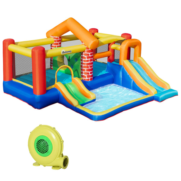Large inflatable castle with 2 slides, trampoline, inflatable pool