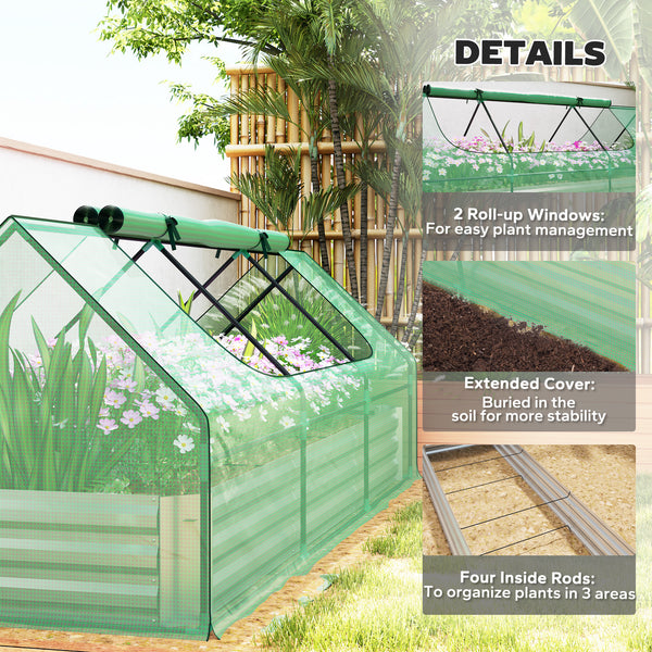 Raised vegetable garden with mini-greenhouse, green 