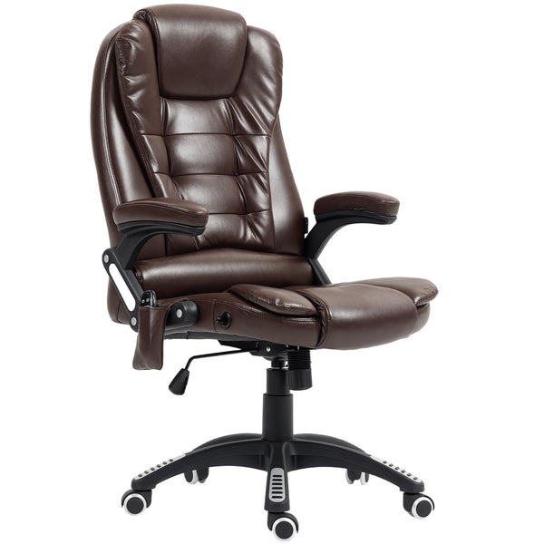 High Back Reclining Massage Office Chair with Swivel Casters, Dark Brown