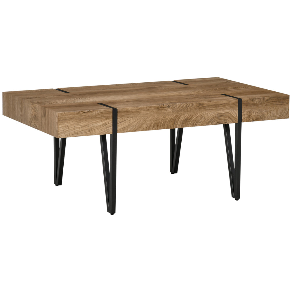 Table basse rustique rectangulaire avec pieds en épingle à cheveux en acier pour salon