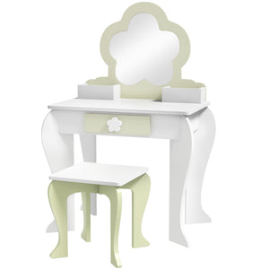 Dressing table with stool, mirror, drawer and storage boxes, white