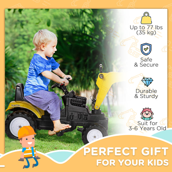 Children's pedal tractor, yellow