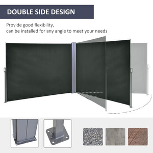 Retractable double side awning, grey