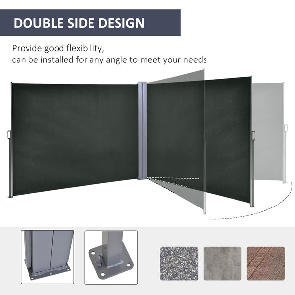 Retractable double side awning, grey
