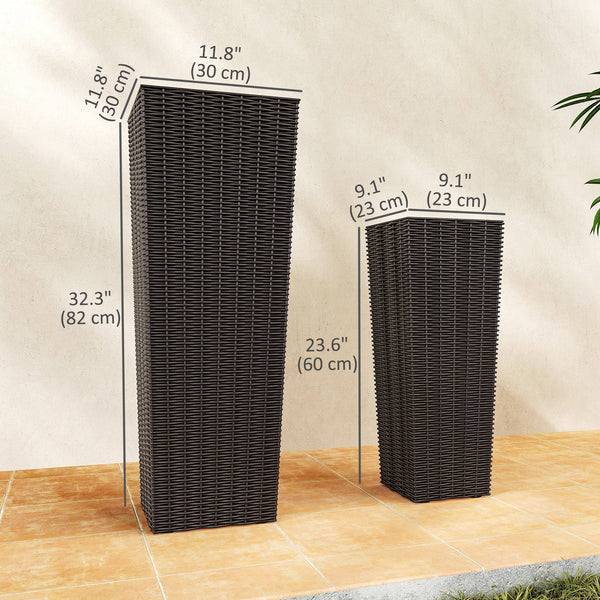 Set of 2 Large Outdoor Planter Boxes with Drainage Holes, Outdoor Flower Pots