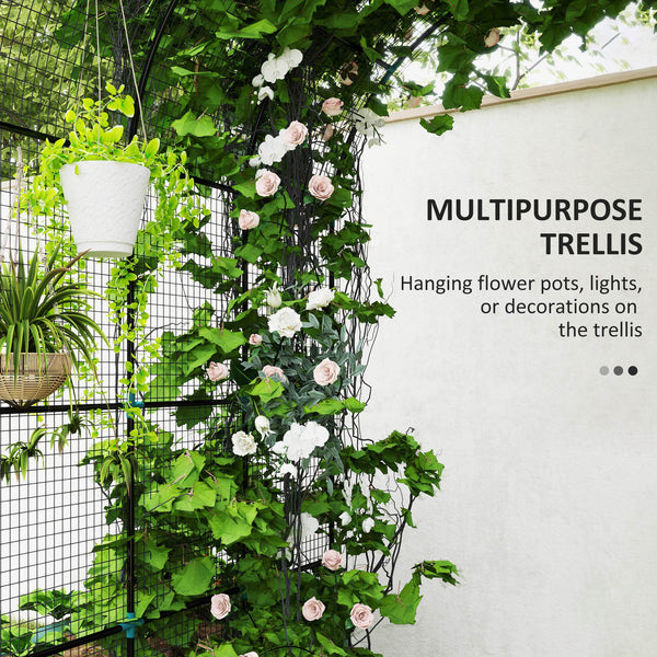 Galvanized raised planters with arched trellis