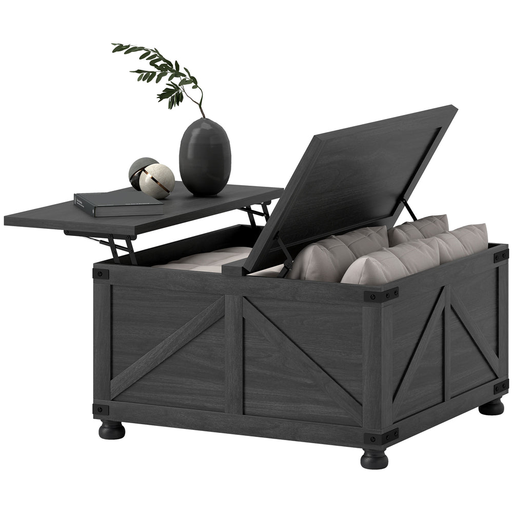 Country Style Lift Top Coffee Table, Black Wood Grain