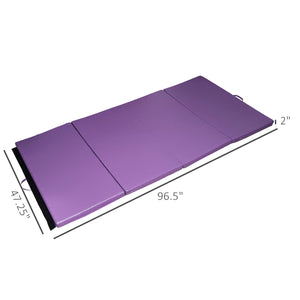 1.22m x 2.42m x 5cm Folding Gym Mat with Carry Handles, Purple