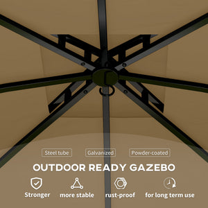 11 x 11 gazebo with curtains, windows and galvanized steel frame, beige