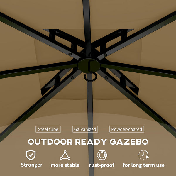 11 x 11 gazebo with curtains, windows and galvanized steel frame, beige