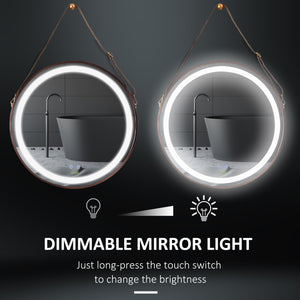 Round Dimmable Anti-Fog LED Bathroom Mirror, Rose Gold