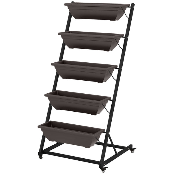 5-tier raised vertical planter with 5 containers