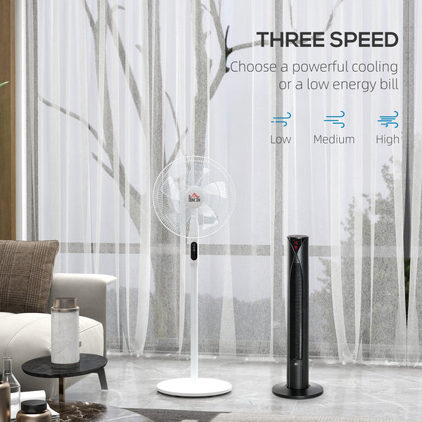 Set of 2 pedestal fans with remote control, adjustable height, tilting head, timer, oscillating, white