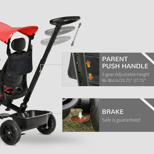 4 in 1 Kids Tricycle with Reversible Angle Adjustable Seat, Red