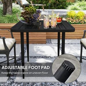 Square metal dining table, black