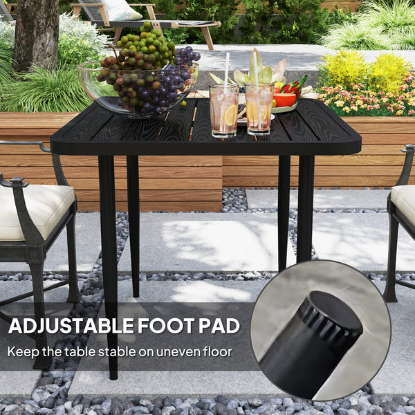 Square metal dining table, black
