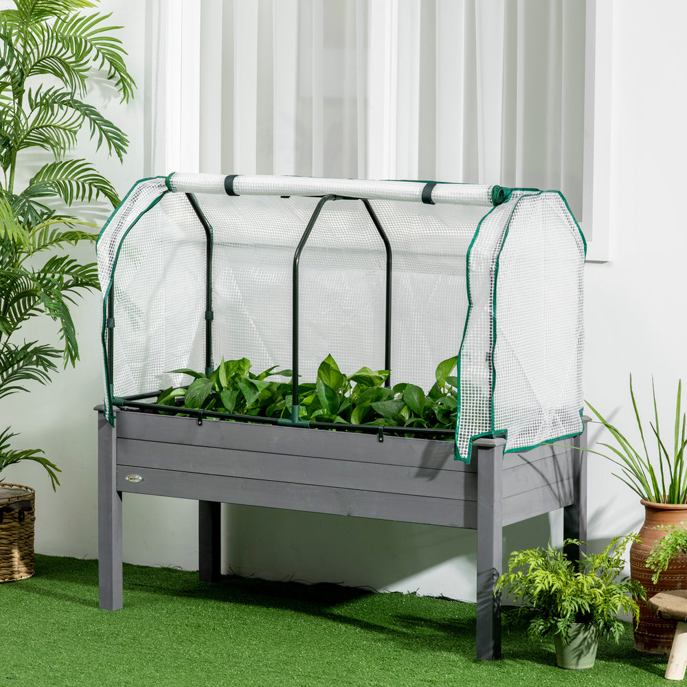 Raised garden bed with PE greenhouse cover