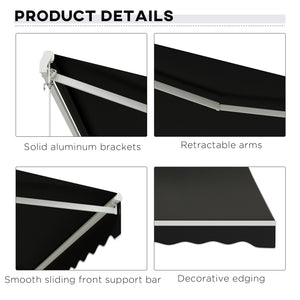 12'x10' Electric Retractable Awning with Remote Control, Black