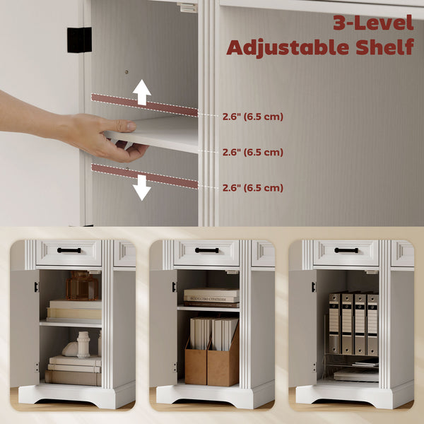 Country-style desk with soft-close drawers, white