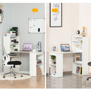 Modern computer desk with storage shelves, white