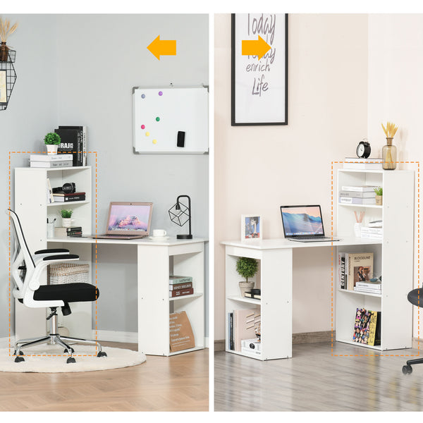 Modern computer desk with storage shelves, white