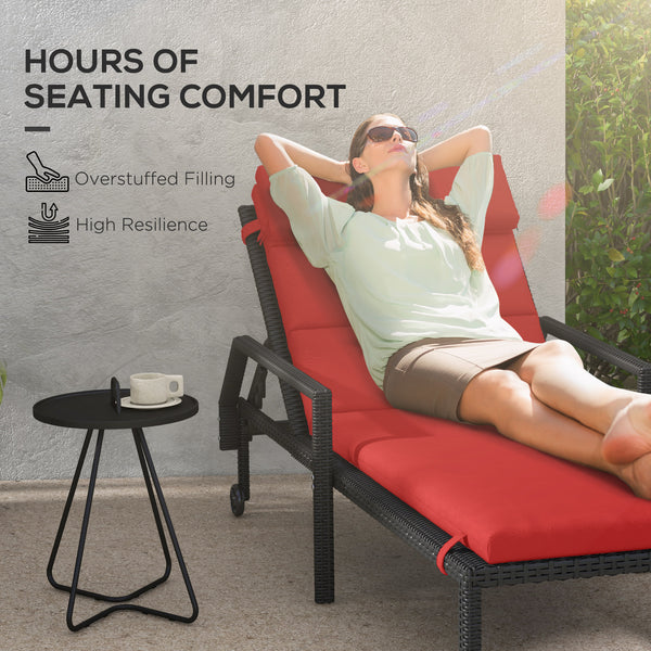 Replacement lounge chair cushion with headrest and ties, wine red