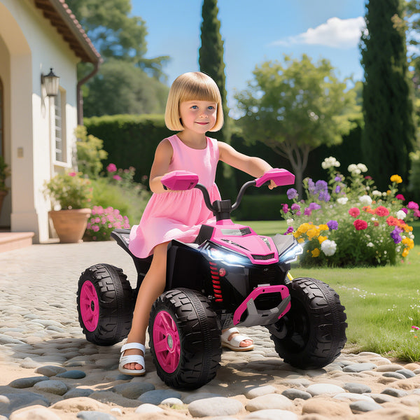 2-seater 24V electric off-road quad bike, dual motor, pink