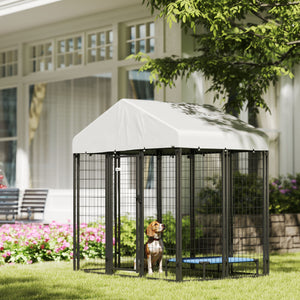 Dog kennel with waterproof and UV-resistant cover