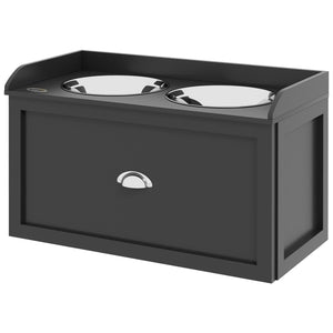 Raised Dog Bowls with Storage, 2 Stainless Steel Bowls, Black