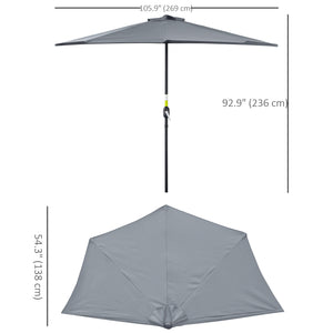 9-foot half-round parasol, grey 