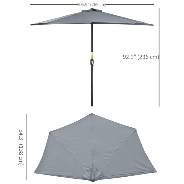 9-foot half-round parasol, grey 