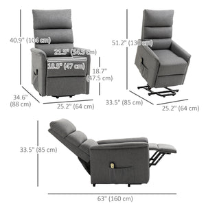 Electric Recliner Lift Chair for Seniors with Remote Control, Dark Grey