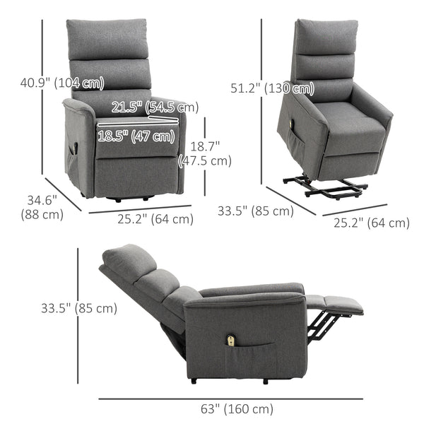 Electric Recliner Lift Chair for Seniors with Remote Control, Dark Grey