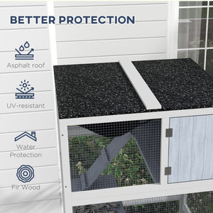 Cat enclosure on wheels with hammock and several resting platforms, grey