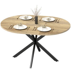Extendable dining table with butterfly extension, in natural wood