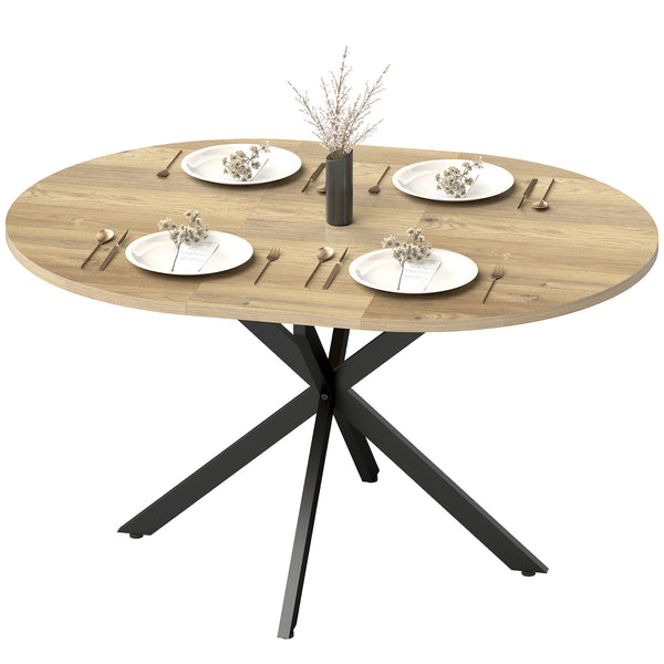Extendable dining table with butterfly extension, in natural wood