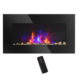 72 cm wall-mounted fireplace with patented LED flame effect and 7 colours, black