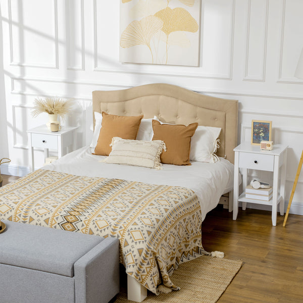 Set of 2 side tables with drawer and lower shelf, white