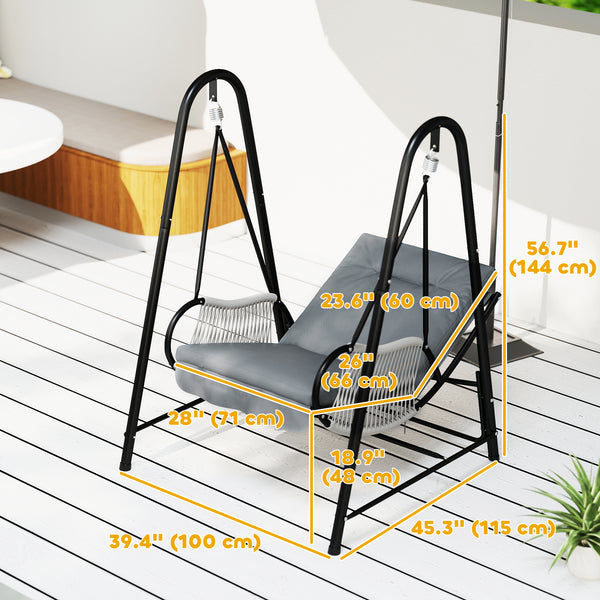 Hanging chair with stand and seat cushion included, light grey