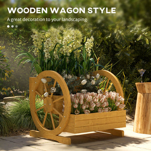Three-tier wooden planter in the shape of a cart