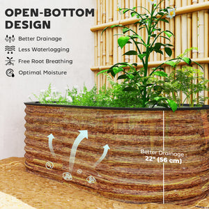 Galvanized raised planter, brown wood look 