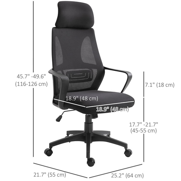 Ergonomic Mesh Office Chair with Adjustable Headrest, Black
