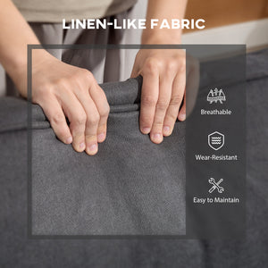 2 seater linen sofa with thickly padded seat and backrest, dark grey