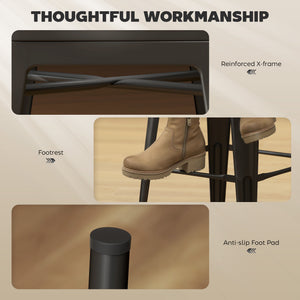 Set of 4 industrial-style metal bar stools, black