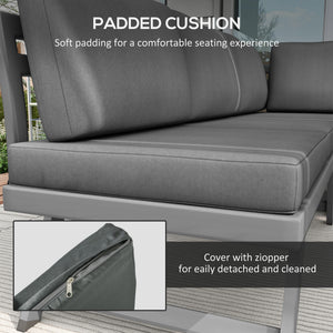 4-piece Convertible Corner Garden Lounge Set with 2 sofas, 1 corner chair and 1 coffee table, grey