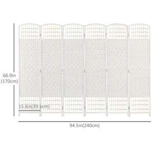 6-Panel Corrugated Fiber Folding Room Divider, White