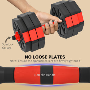 66 lb 6-in-1 Adjustable Dumbbell Set with Barbell, Kettlebell, and Push-up Stands